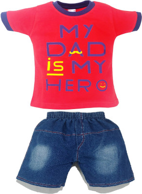 Jusfab Baby Boys & Baby Girls Casual T-shirt Shorts(Red)