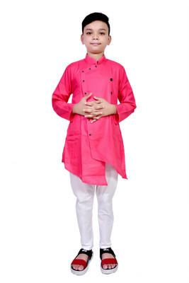 UVee Boys Festive & Party Kurta and Pyjama Set(Pink Pack of 1)