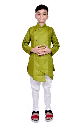 UVee Boys Festive & Party Kurta and Pyjama Set(Dark Green Pack of 1)