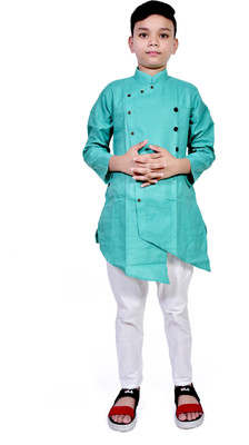 UVee Boys Festive & Party Kurta and Pyjama Set(Green Pack of 1)