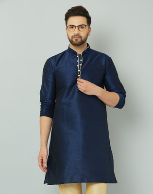 kaifoo Men Solid Straight Kurta(Blue)
