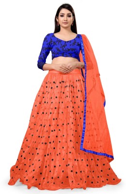 Bawri Embroidered Semi Stitched Lehenga Choli(Orange)