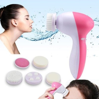 Aryshaa FACE MASSAGER-P9 massager for FACE MASSAGER pain relief Multifunction Beauty Care Brush Deep Clean 5 in 1 Portable Facial Cleaner Relief Face Massager/Blackhead Remover Facial Cleanser // facial massager Massager(Pink, White)