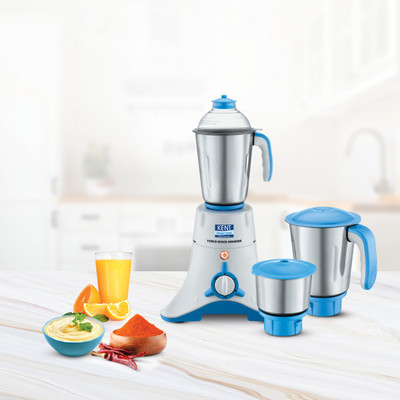 KENT Force 750 Mixer Grinder (3 Jars, White)
