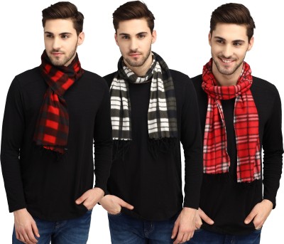 Trendy World Checkered Men Muffler(Pack of 3)