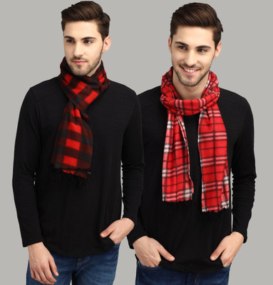 Trendy World Checkered Men Muffler(Pack of 2)