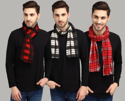 Trendy World Checkered Men Muffler(Pack of 3)