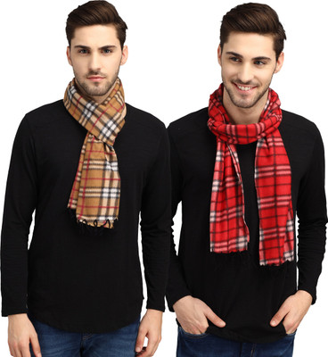 Trendy World Checkered Men Muffler(Pack of 2)