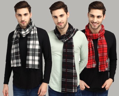 Trendy World Checkered Men Muffler(Pack of 3)