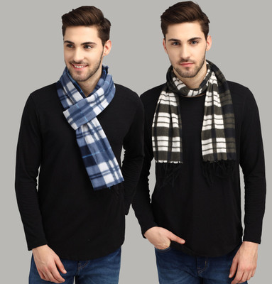 Trendy World Checkered Men Muffler(Pack of 2)