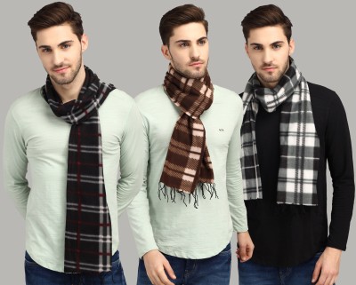 Trendy World Checkered Men Muffler(Pack of 3)