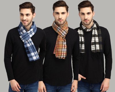 Trendy World Checkered Men Muffler(Pack of 3)