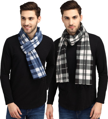 Trendy World Checkered Men Muffler(Pack of 2)