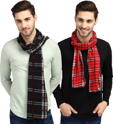 Trendy World Checkered Men Muffler(Pack of 2)