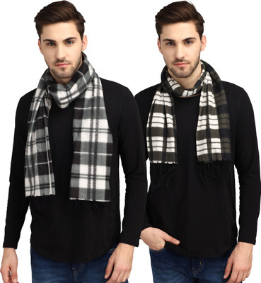 Trendy World Checkered Men Muffler(Pack of 2)