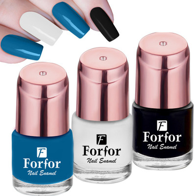 FORFOR Perfect Stay Glossy Nail Polish Combo of 3 Multicolor(Pack of 3)