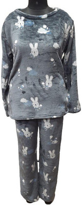 Camey Women Printed Grey Top & Pyjama Set