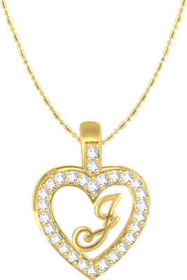 VIGHNAHARTA 'J' Alphabet Pendant 'J' Letter Pendant 'J' initial Pendant Gold-plated Cubic Zirconia Alloy