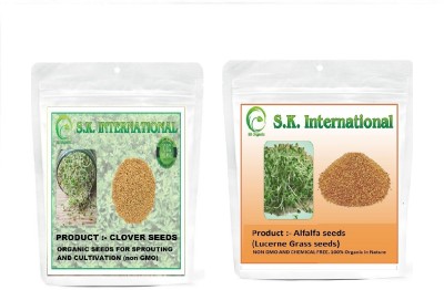 SK ORGANIC Combo of Clover and Alfalfa seeds (500 gms each) for Sprouting and cultivation Seed(1 kg)