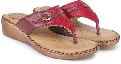 TRASE Women Flats(Beige, Maroon , 6)