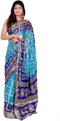 PRIYASAREEJPR Woven Bandhani Art Silk Saree(Blue)