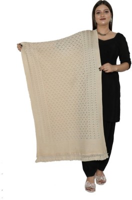 SCHp Wool Woven Women Shawl(White)