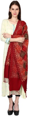 Royal-E-Kashmir Wool Embroidered Women Shawl(Maroon)