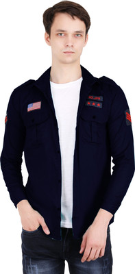 clothster Men Solid Casual Dark Blue Shirt