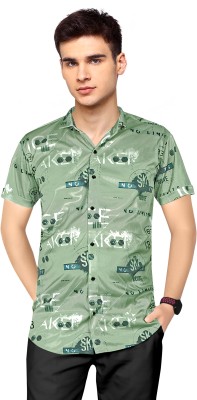 Lipsaa Men Printed Casual Green Shirt