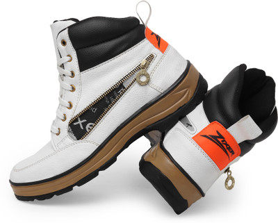 Zixer RIDER BOOTS FOR MEN, CASUAL OUTDOOR WALKING/RUNNING/TRAVLING BOOTS FOR MEN, LASE UP CASUAL BOOTS FOR BOY'S Boots For Men(White , 10)