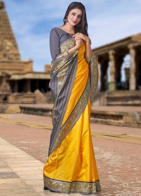 RYN ENTERPRISE Woven Banarasi Jacquard Saree(Yellow)