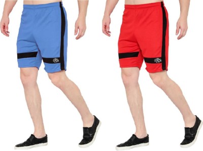 Zonecart Dyed/Washed Men Blue, Red Sports Shorts