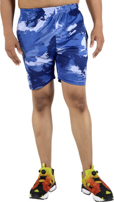 Decisive Printed Men Blue Gym Shorts
