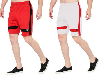 Zonecart Dyed/Washed Men Red, White Sports Shorts