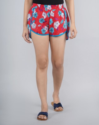 Hariyali Floral Print Women Pink Hotpants