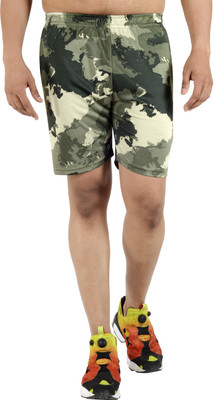 Decisive Printed Men Dark Green Gym Shorts