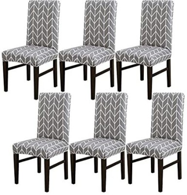 HOUSE OF QUIRK Polyester Floral Chair Cover(Grey Pack of 6)