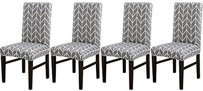 HOUSE OF QUIRK Polyester 1 Seater Chair Floral Cover(Pack of 4 Grey)