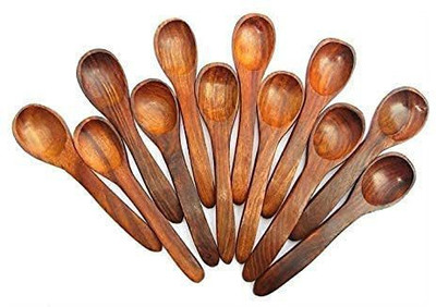Shine Shopping Disposable Wooden Table Spoon Set(Pack of 12)