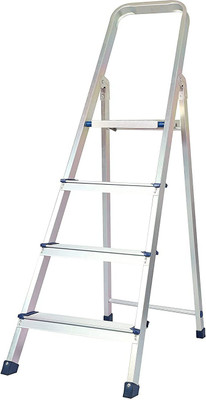 RAFFTAR 4 STEP LADDER Aluminium, Plastic, Steel, FRP Ladder(With Platform)
