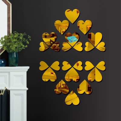 KITTY DIVINE 50 cm 12L 12S Heart Golden-KD-CP-1298 Self Adhesive Sticker(Pack of 5)