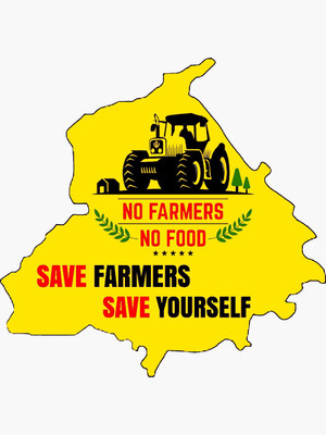HindK 12.7 cm We support farmers STICKERS Self Adhesive Sticker(Pack of 3)