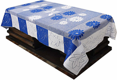 Fratco Self Design 4 Seater Table Cover(Blue, Cotton)