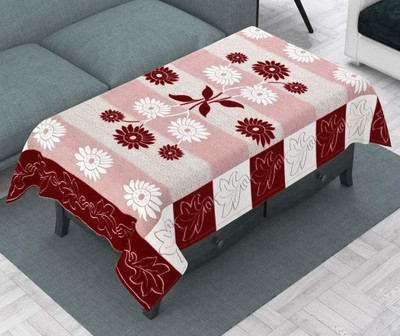 Fratco Self Design 4 Seater Table Cover(Red, Cotton)