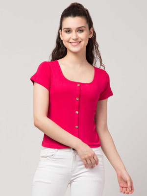 FASHIONZILLA Casual Self Design Women Red Top