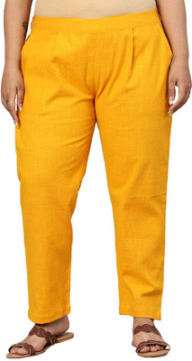 ZIBHI Regular Fit Women Yellow Trousers