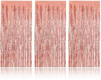 RDgadets Rosegold Metallic Fringe Foil Curtain For Decoration Pack of 3(Rosegold)