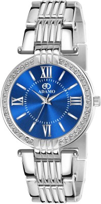 ADAMO 864SSM05 Enchant wristwatch / watchs Scratch Resistant Blue Dial Round Shaped with Metal Chain Premium watch for Women and Girls Analog Watch  - For Women