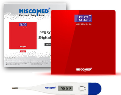 NISCOMED Automatic Personal Digital Weight Scale With Digital Thermometer and Large LCD Display, Weight Scale, Body Fat Scale, Smart BMI Scale, Digital Bathroom Wireless Weight Scale, Accurate Weight Measurement Weighing Scale Weighing Scale Weighing Scale(Candy Red) NISCOMED Automatic Personal Digital Weight Scale With Digital Thermometer and Large LCD Display, Weight Scale, Body Fat Scale, Smart BMI Scale, Digital Bathroom Wireless Weight Scale, Accurate Weight Measurement Weighing Scale Weighing Scale Weighing Scale(Candy Red)