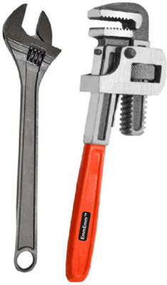 10 Inch Pipe Wrench/Socket Wrench 10 Inch Pipe Wrench/Socket Wrench & 8 Inch Adjustable Wrench Single Sided Combination Wrench(Pack of 1)